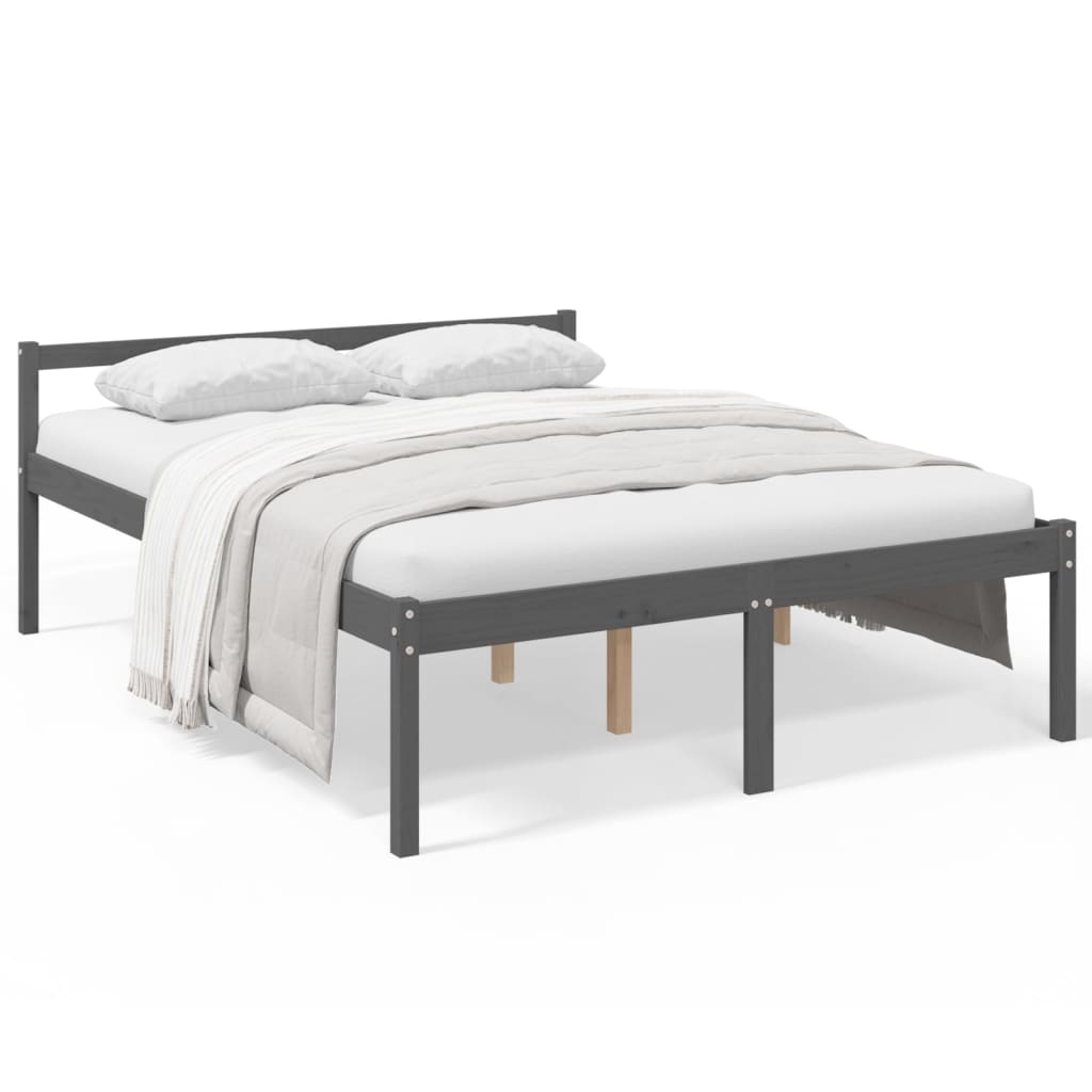 Cama para idosos 160x200 cm pinho maciço cinza