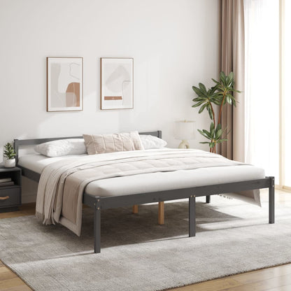 Estrutura de cama super king 180x200 cm pinho maciço cinza