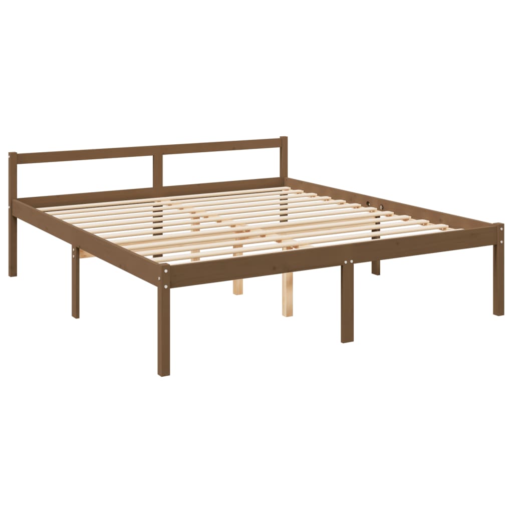 Cama para idosos 200x200 cm pinho maciço castanho mel