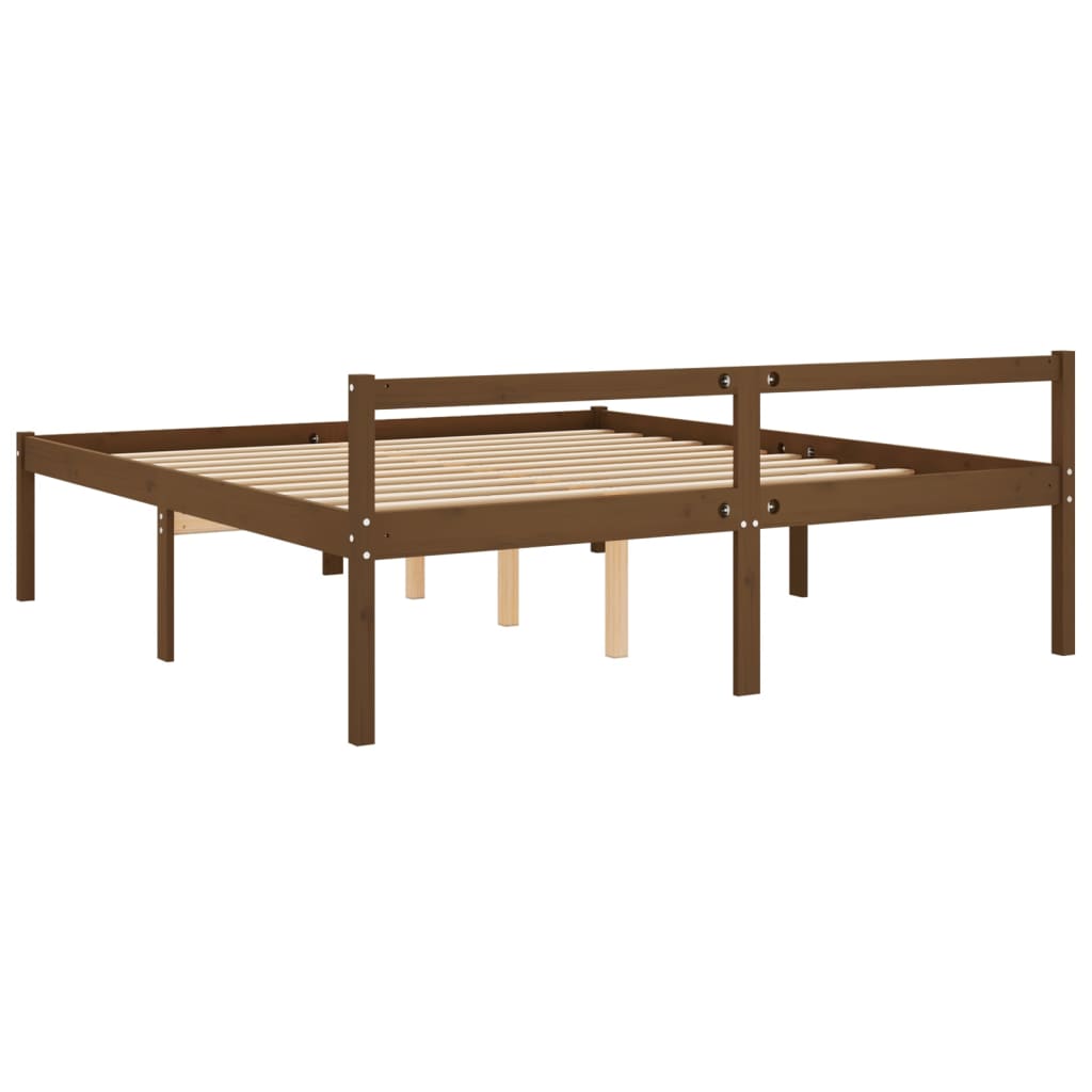 Cama para idosos 200x200 cm pinho maciço castanho mel