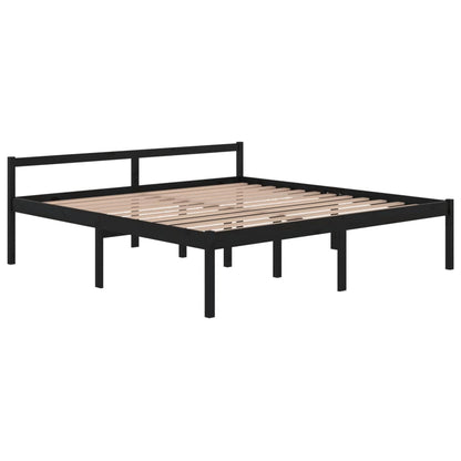 Estrutura de cama 200x200 cm pinho maciço preto