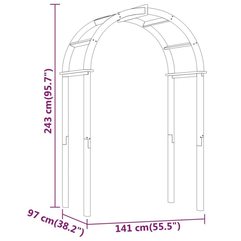 Arco 141x97x243 cm pinho maciço impregnado