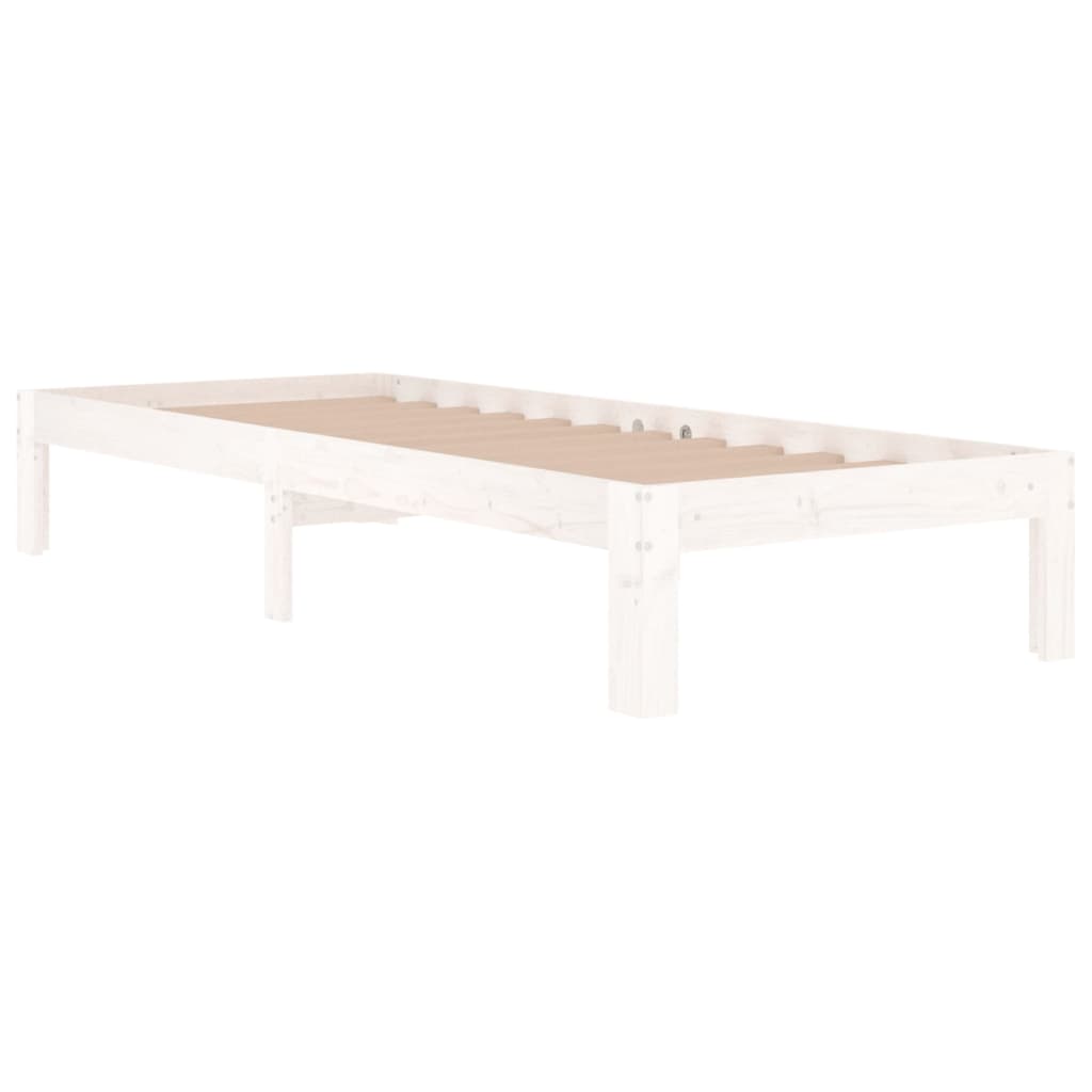 Estrutura cama pequena solteiro 75x190 cm madeira maciça branco