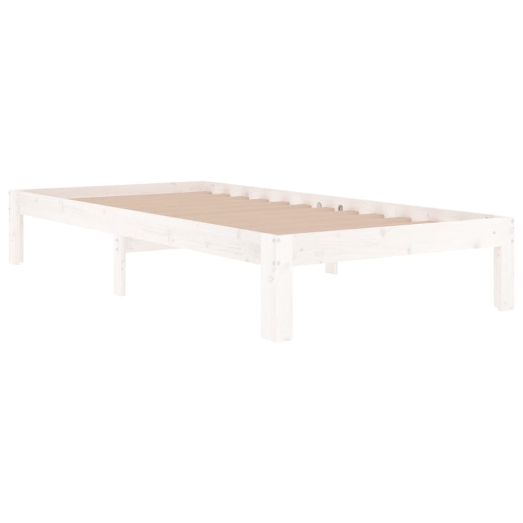 Estrutura de cama solteiro 90x190 cm madeira maciça branco