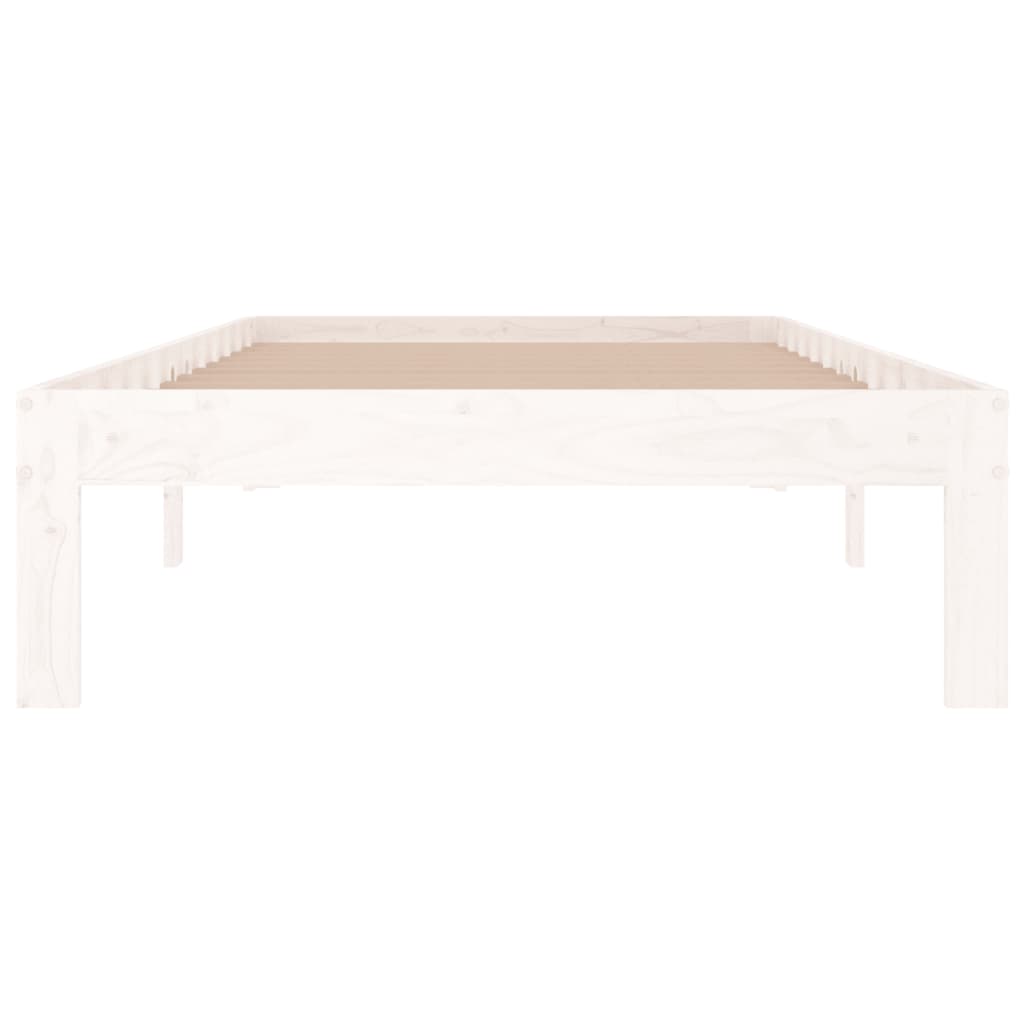 Estrutura de cama solteiro 90x190 cm madeira maciça branco