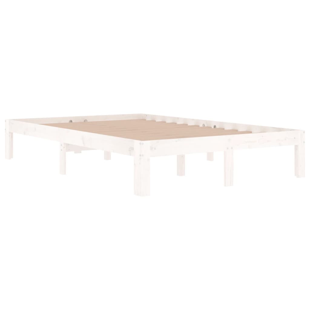 Estrutura cama pequena casal UK 120x190 cm pinho maciço branco