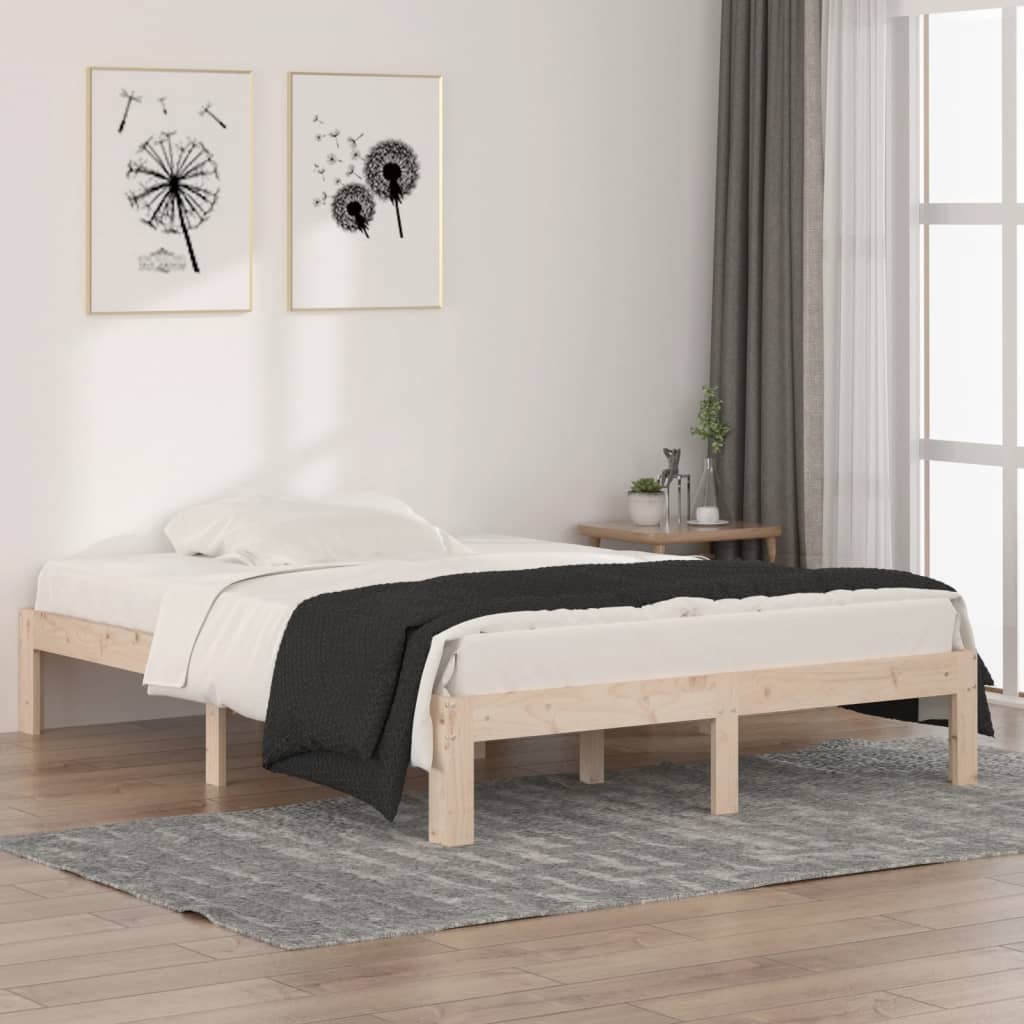 Estrutura de cama casal 135x190 cm madeira maciça