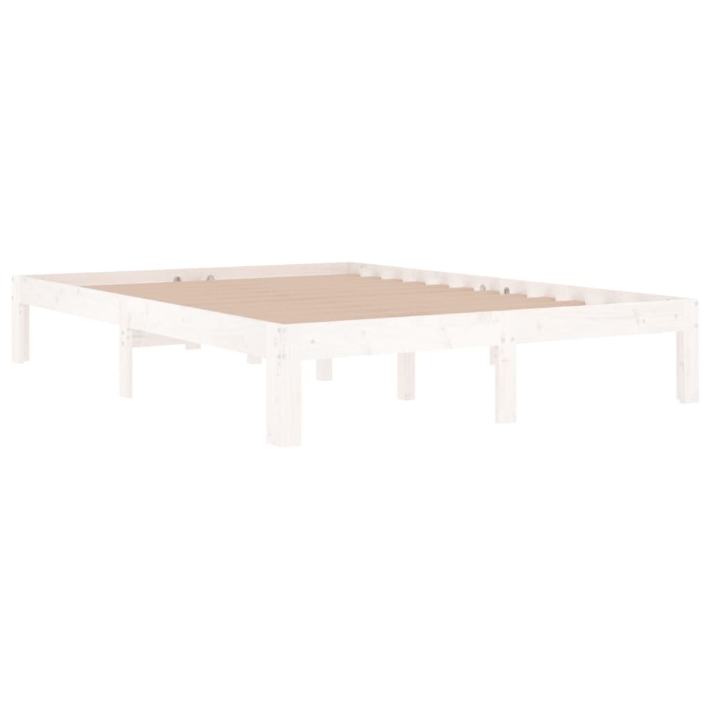 Estrutura de cama casal 135x190 cm madeira maciça branco