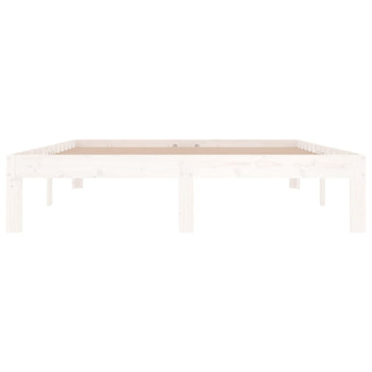 Estrutura de cama casal 135x190 cm madeira maciça branco