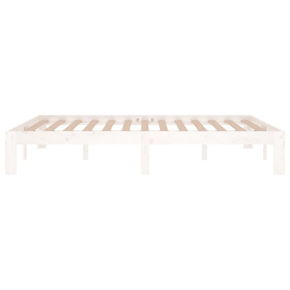 Estrutura de cama casal 135x190 cm madeira maciça branco