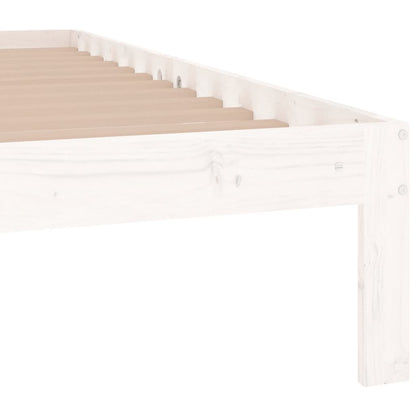 Estrutura de cama casal 135x190 cm madeira maciça branco