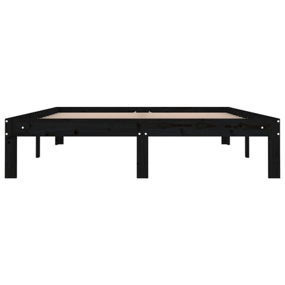 Estrutura de cama casal 135x190 cm madeira maciça preto