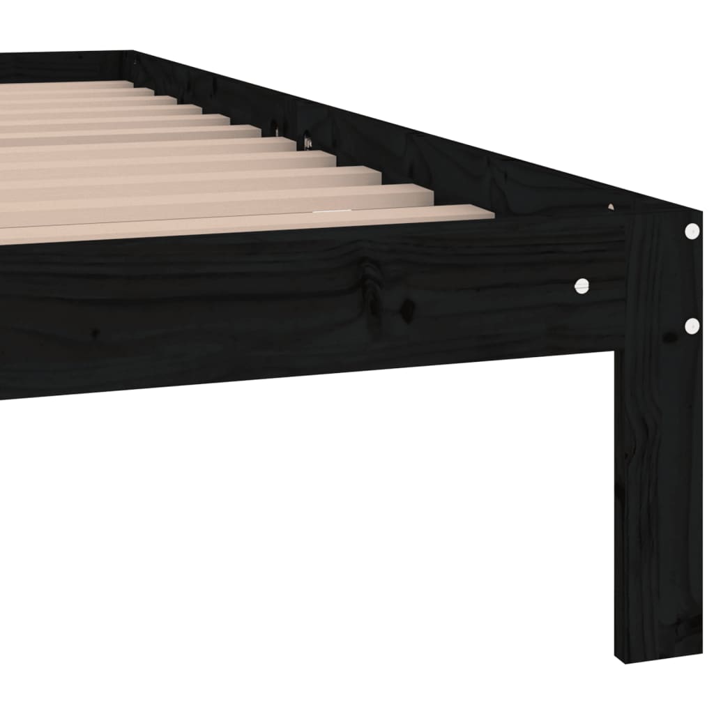 Estrutura de cama casal 135x190 cm madeira maciça preto