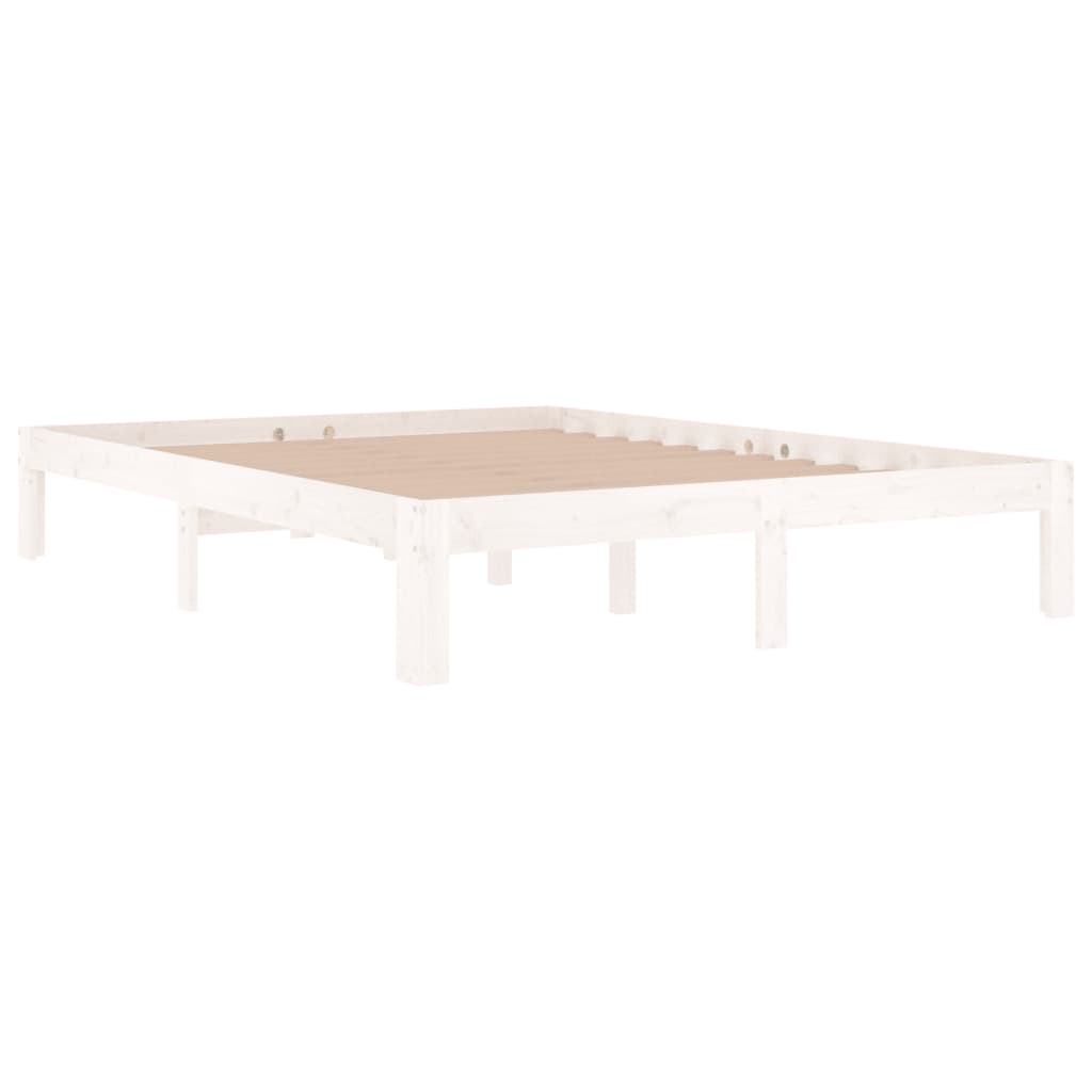 Estrutura de cama 140x190 cm pinho maciço branco