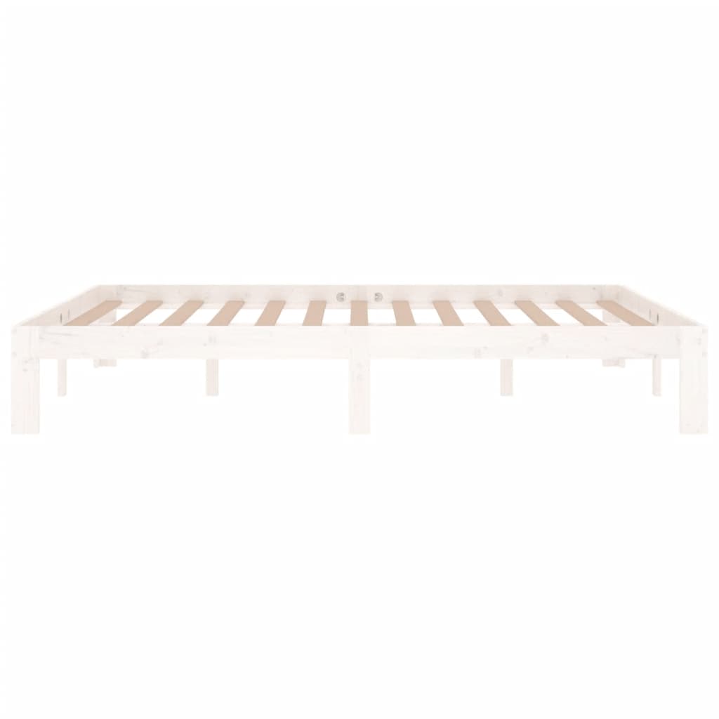 Estrutura de cama 140x190 cm pinho maciço branco