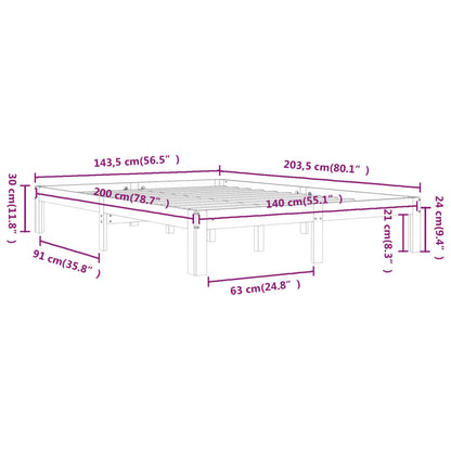 Estrutura de cama 140x200 cm pinho maciço branco