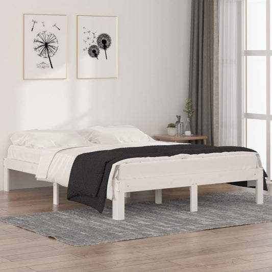 Estrutura de cama king 150x200 cm madeira maciça branco