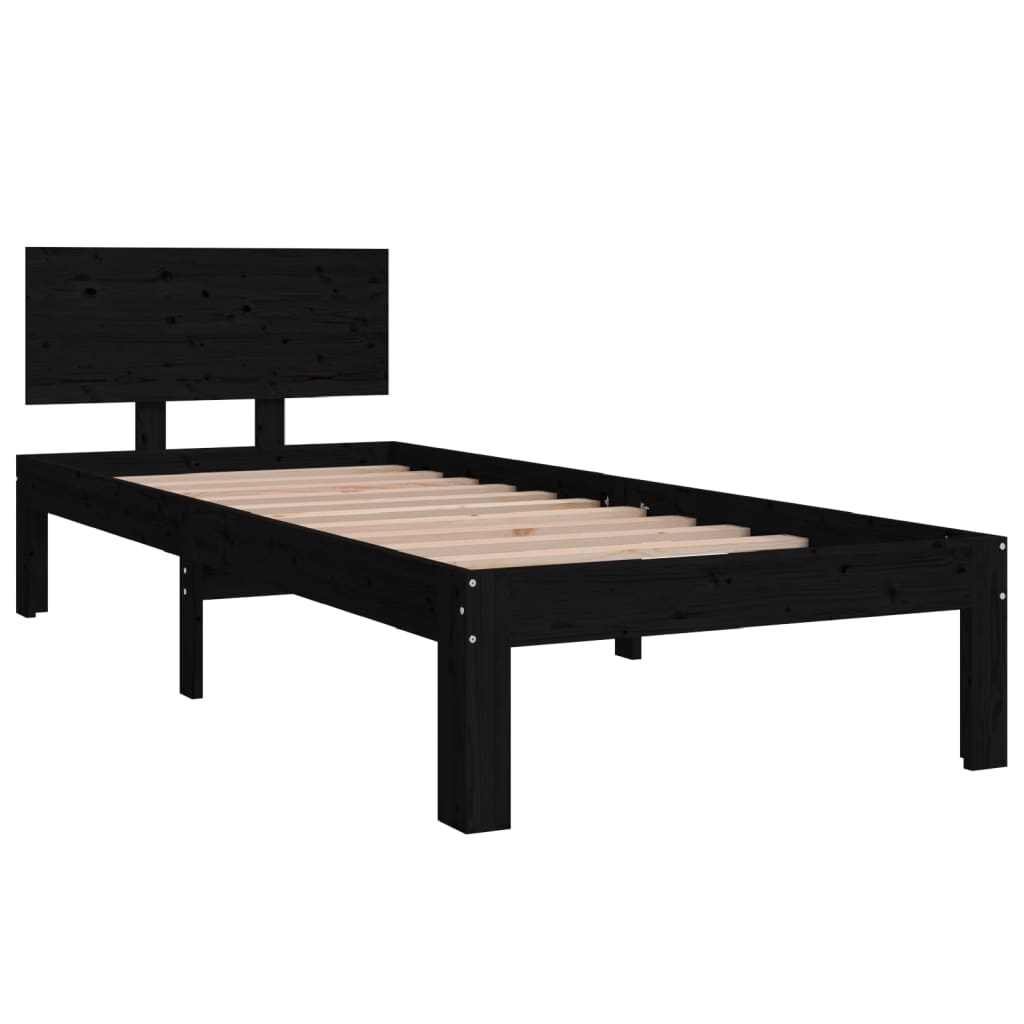 Estrutura cama pequena solteiro 75x190 cm madeira maciça preto