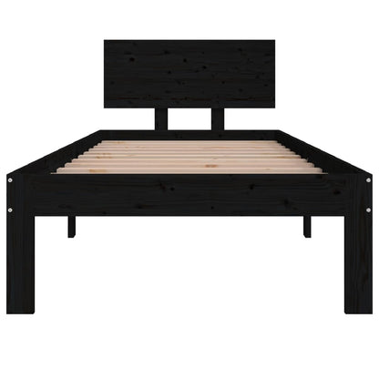 Estrutura cama pequena solteiro 75x190 cm madeira maciça preto