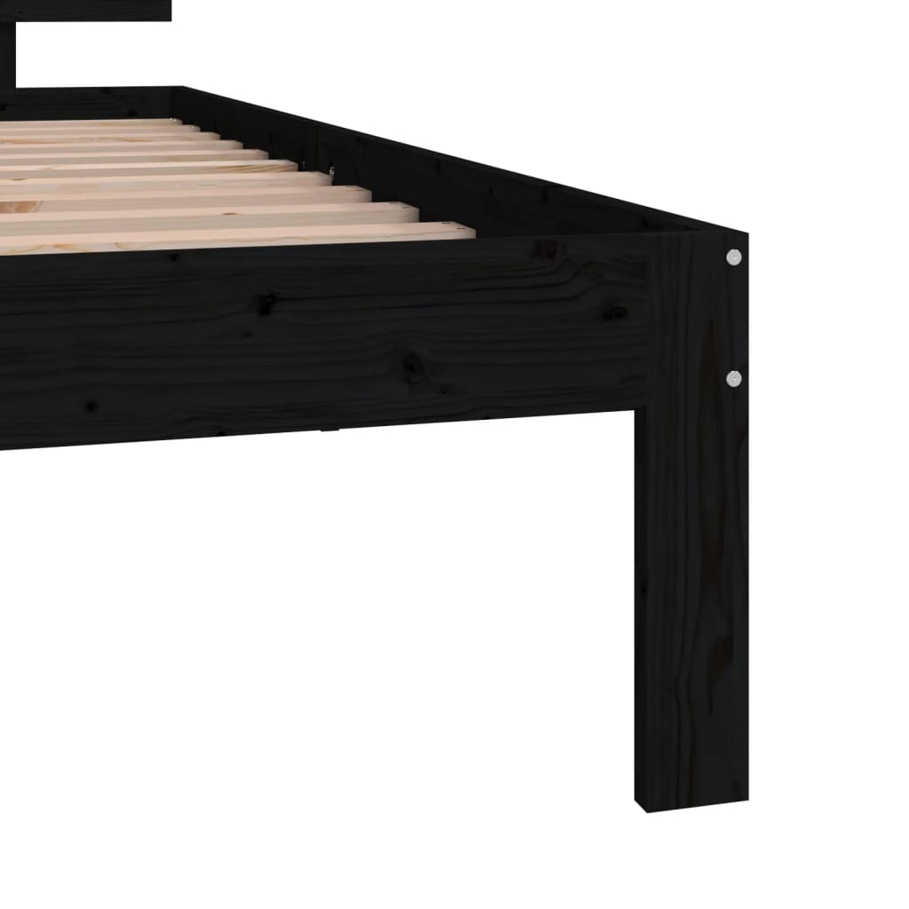 Estrutura cama pequena solteiro 75x190 cm madeira maciça preto