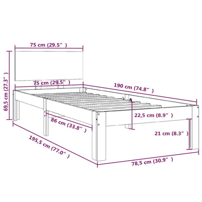 Estrutura cama pequena solteiro 75x190 cm madeira maciça preto