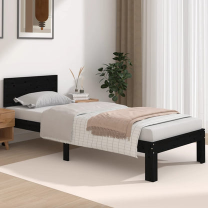 Estrutura cama pequena solteiro 75x190 cm madeira maciça preto