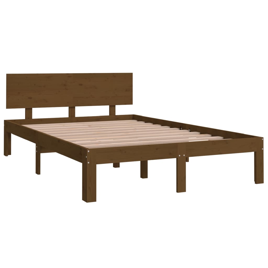 Estrutura cama pequena de casal 120x190 cm madeira castanho-mel