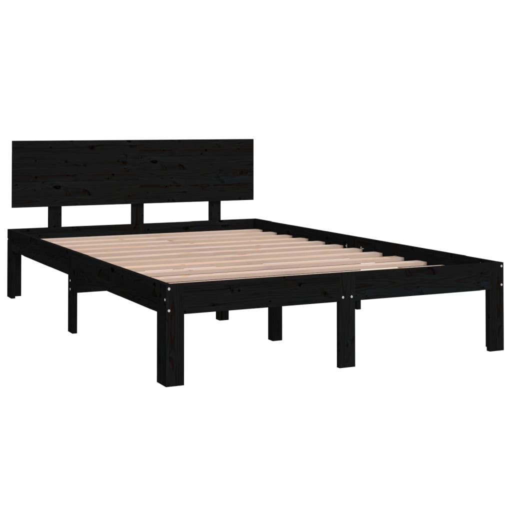 Estrutura cama pequena casal UK 120x190 cm pinho maciço preto