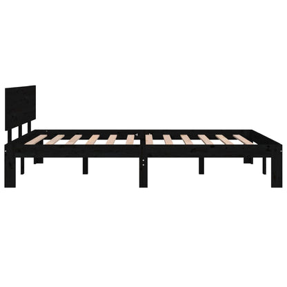 Estrutura cama pequena casal UK 120x190 cm pinho maciço preto