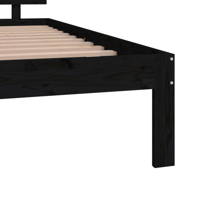 Estrutura cama pequena casal UK 120x190 cm pinho maciço preto