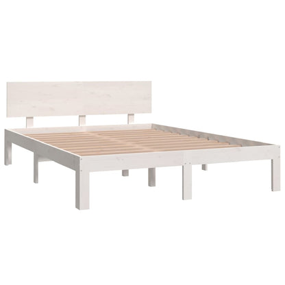 Estrutura de cama casal 135x190 cm madeira maciça branco