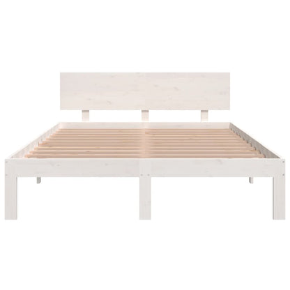 Estrutura de cama casal 135x190 cm madeira maciça branco