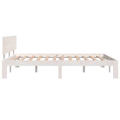 Estrutura de cama casal 135x190 cm madeira maciça branco