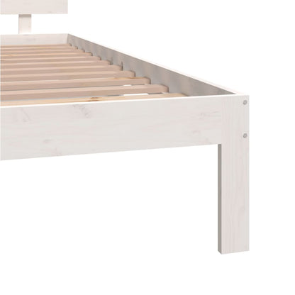 Estrutura de cama casal 135x190 cm madeira maciça branco