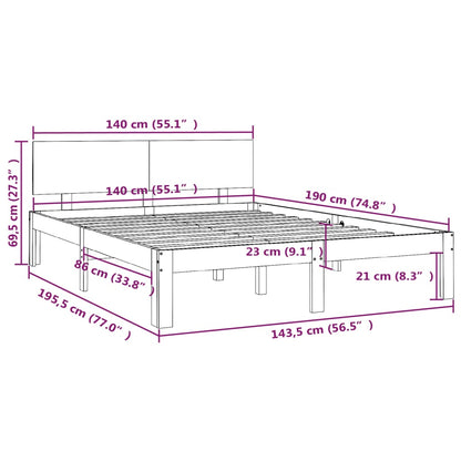 Estrutura de cama 140x190 cm pinho maciço