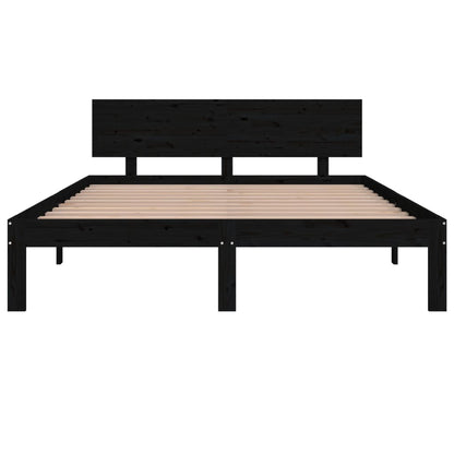 Estrutura de cama 140x190 cm pinho maciço preto