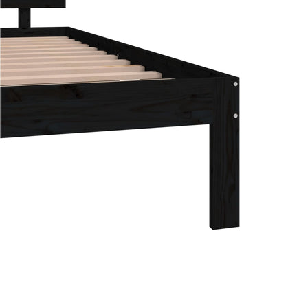 Estrutura de cama 140x190 cm pinho maciço preto