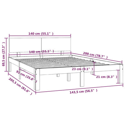 Estrutura de cama 140x200 cm pinho maciço branco