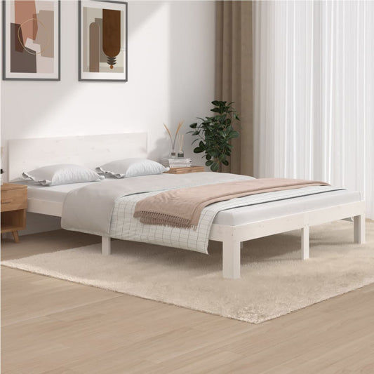 Estrutura de cama 140x200 cm pinho maciço branco