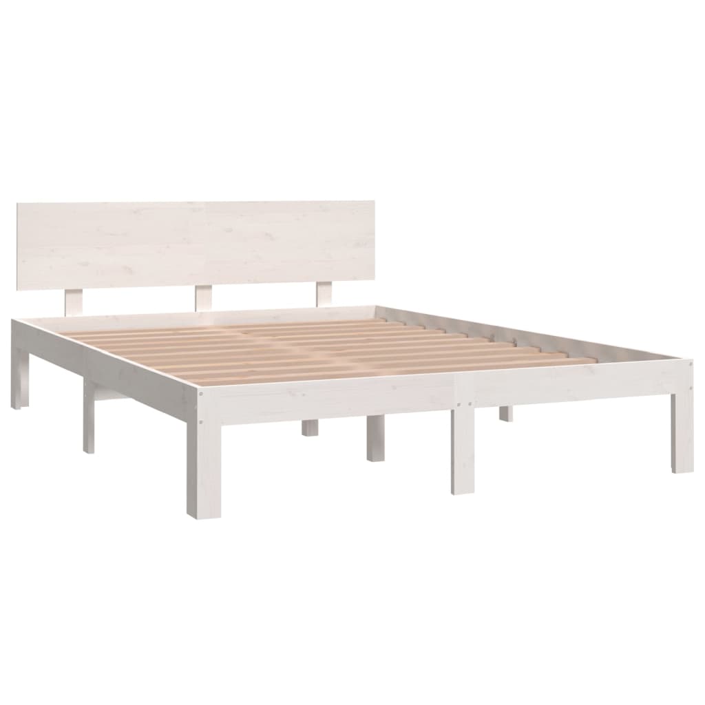 Estrutura de cama king 150x200 cm madeira maciça branco