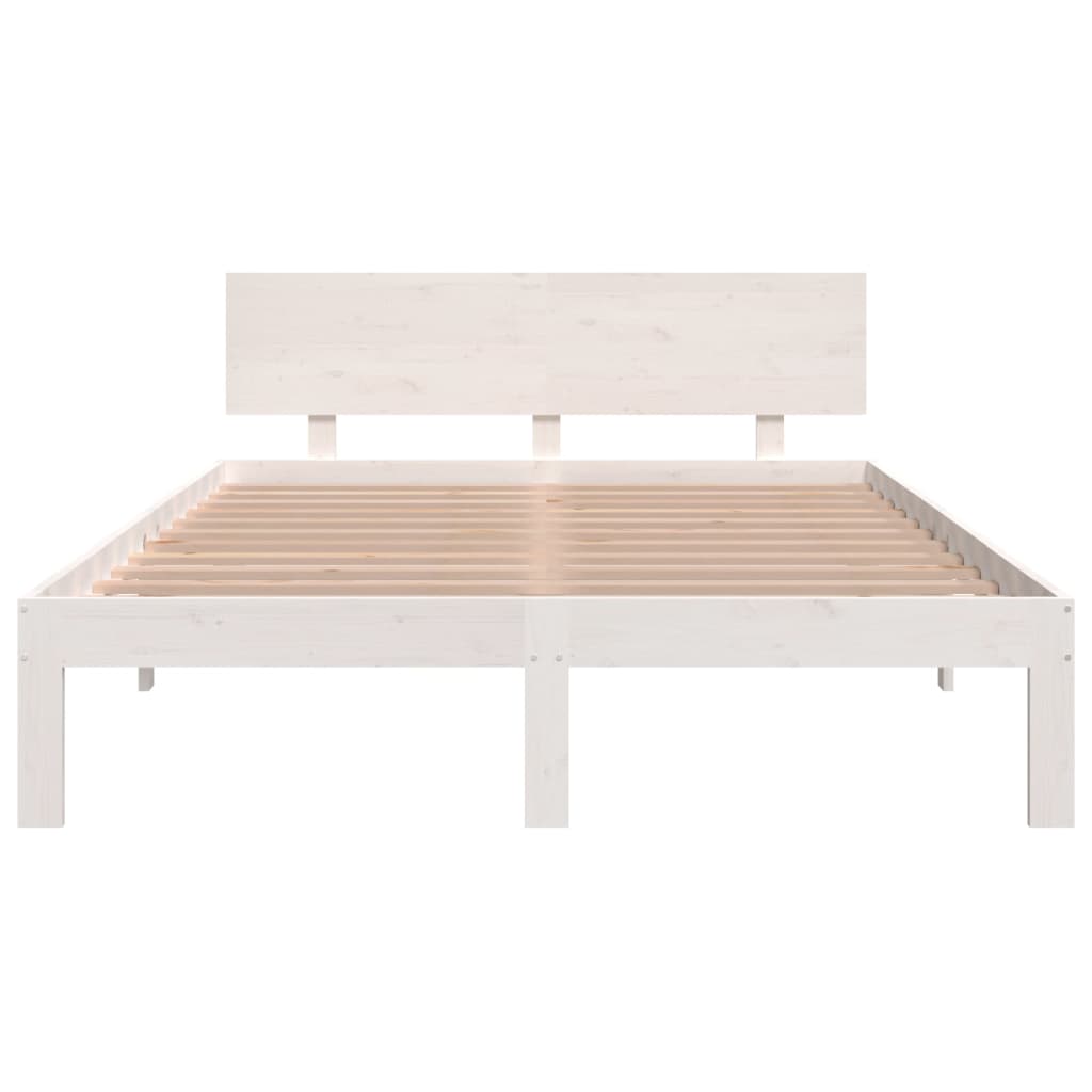 Estrutura de cama king 150x200 cm madeira maciça branco