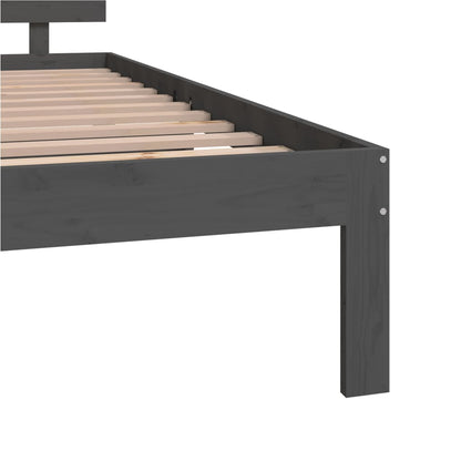 Estrutura de cama king 150x200 cm madeira maciça cinza