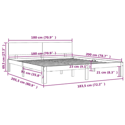 Estrutura de cama super king 180x200 cm madeira maciça