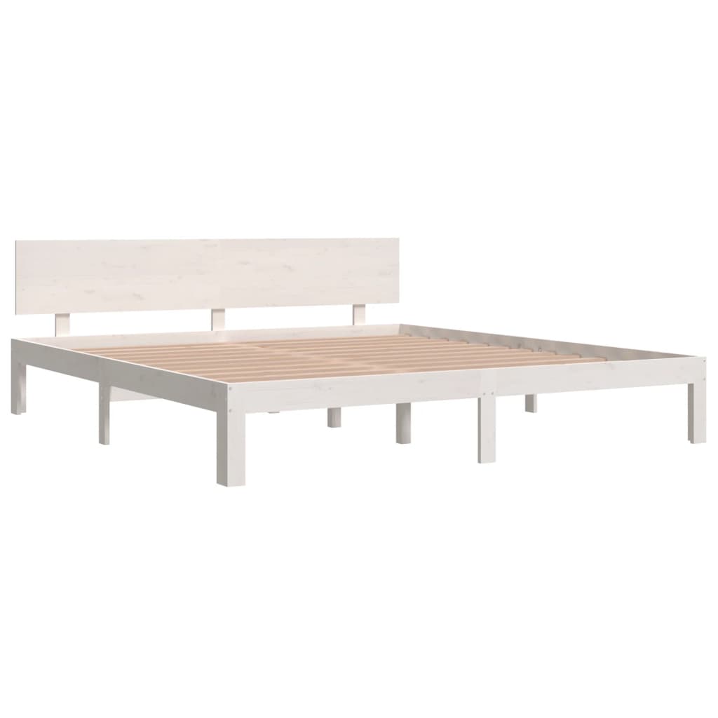 Estrutura de cama super king 180x200 cm madeira maciça branco