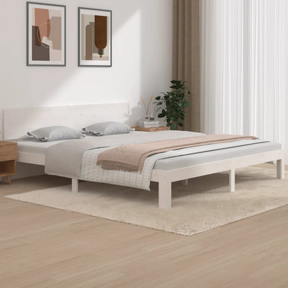 Estrutura de cama super king 180x200 cm madeira maciça branco