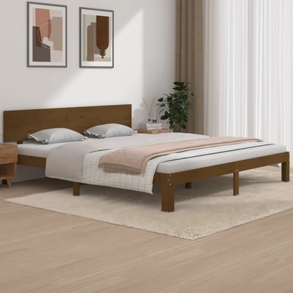 Estrutura de cama super king 180x200 cm madeira castanho-mel