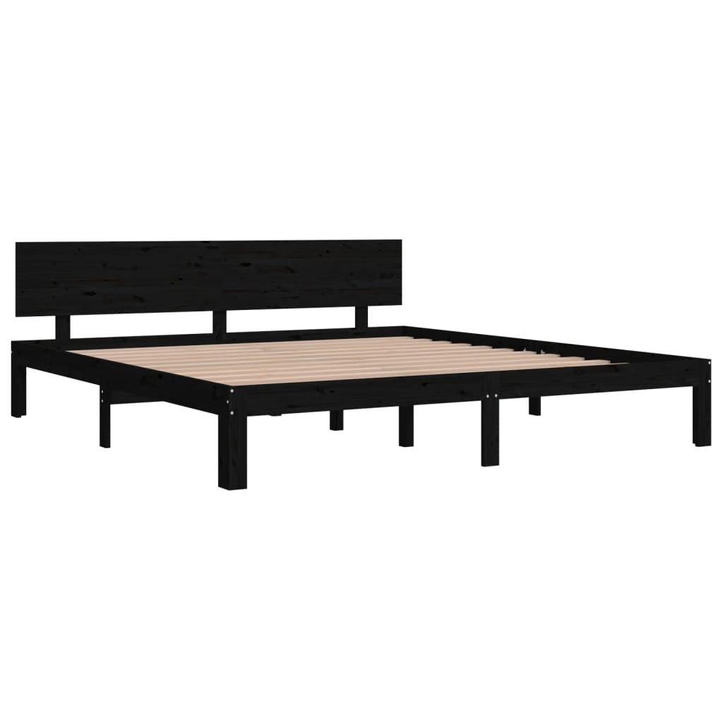 Estrutura de cama super king 180x200 cm madeira maciça preto