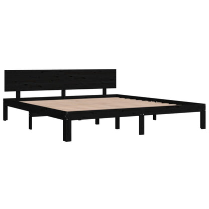 Estrutura de cama super king 180x200 cm madeira maciça preto