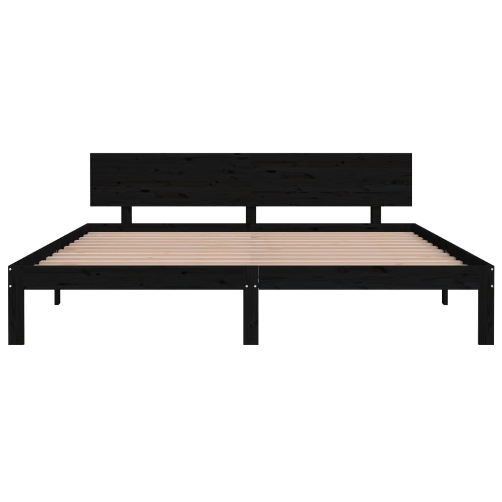 Estrutura de cama super king 180x200 cm madeira maciça preto