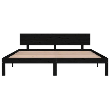 Estrutura de cama super king 180x200 cm madeira maciça preto